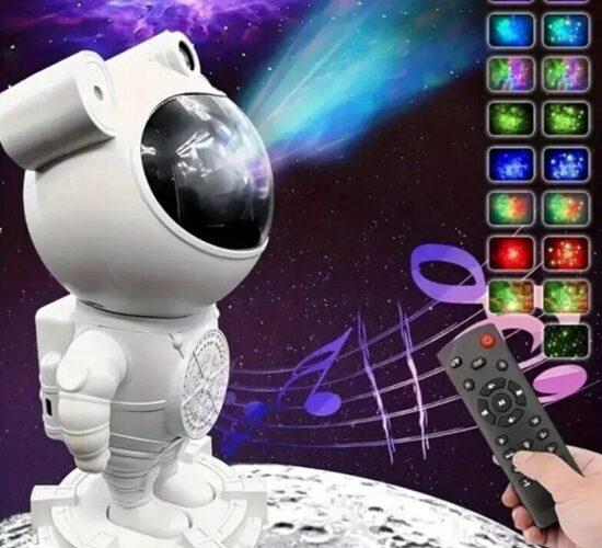 Galaktikų ir žvaigždžių projektorius Astronautas su Bluetooth garsiakalbiu